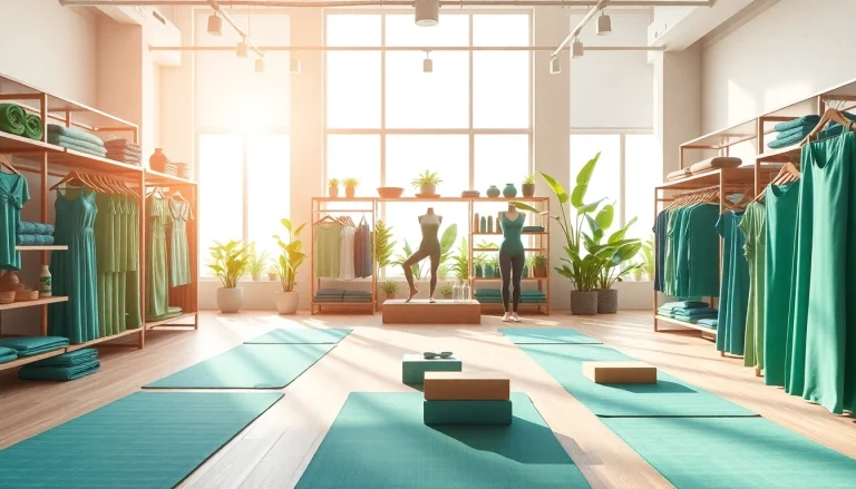 Shop quality products at the Yoga Shop showcasing vibrant mats and apparel for yoga.