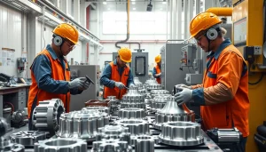 Aluminum chromating Malaysia process in a diecasting facility showcasing workers and equipment.