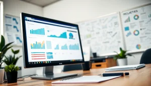 Visualize competitive intelligence analysis in a modern workspace with data analytics tools.