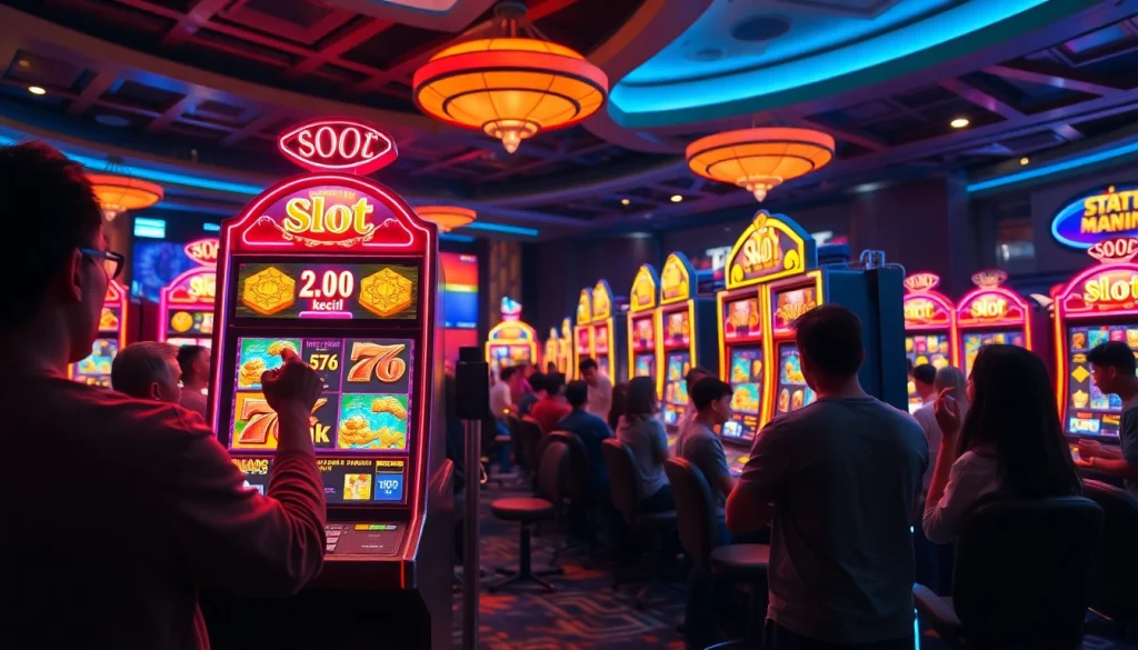 Menampilkan slot bet kecil yang ceria dan menarik perhatian di dalam kasino.