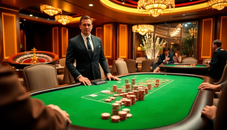 Exciting poker action at Tha bet casino with vibrant chips and focused players.