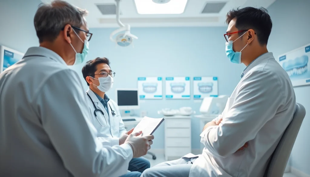 Invisalign Malaysia consultation in a modern dental clinic, showcasing a dentist and patient interaction.