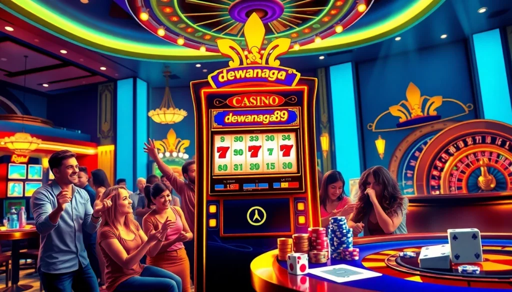 Pemain menikmati pengalaman mesin slot dewanaga89 yang mendebarkan dalam suasana kasino mewah.