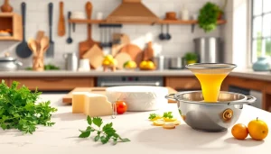 Kaasdoek gebruikt voor het maken van kaas en het uitlekken van sap in een professionele keuken.