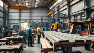 Find expert steel fabricators near me creating intricate metal designs in a vibrant workshop.