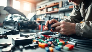 Diagnosing automotive fuses utilizing tools at https://bezpieczniki24.pl in a bright workshop.