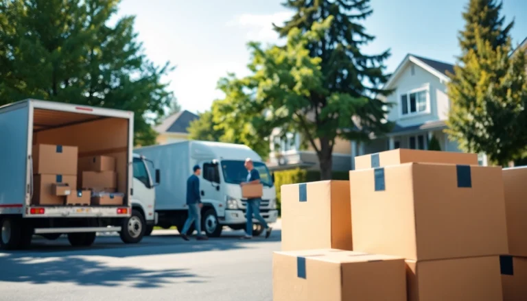 A professional Vancouver moving company team efficiently loading boxes into a moving truck.
