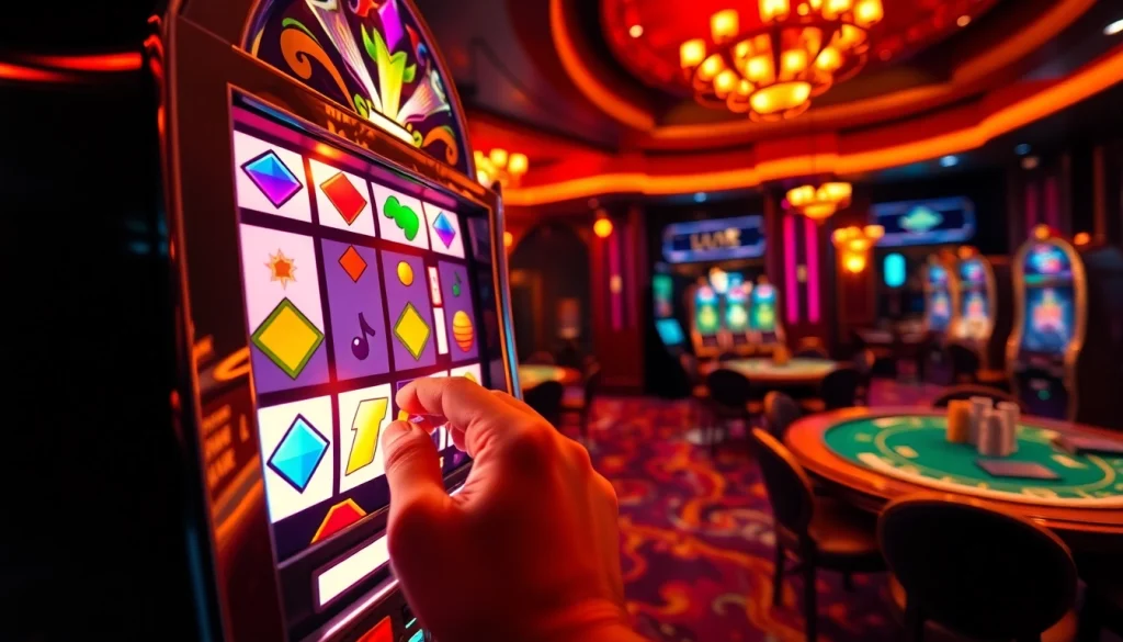 Experience the thrill of Slot Online with a captivating casino scene featuring vibrant slot machines.