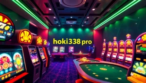 Experience the thrilling world of hoki138 pro online gambling with vibrant slot machines and poker tables.