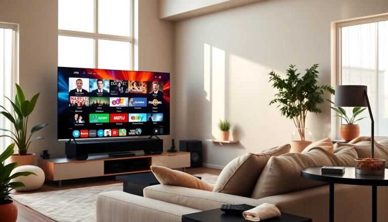 Stream IPTV through https://bosstv.ca in a cozy living room with vibrant channels.