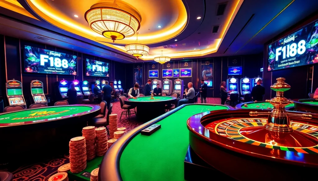 Experience F168's excitement at casino tables filled with vibrant games and eager players.