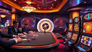Players enjoying a thrilling poker game at S88VIP casino with vibrant tables and chips.
