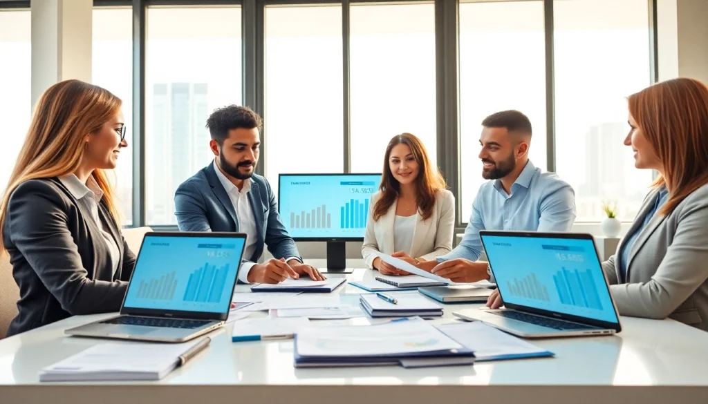 VAT Services in UAE: Financial professionals collaborating in a modern office setting