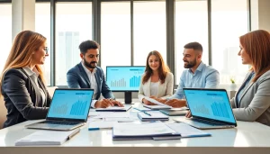 VAT Services in UAE: Financial professionals collaborating in a modern office setting