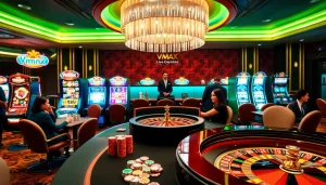 Engaging scene at Nhà cái vmax featuring players at a stylish poker table with chips and cards.