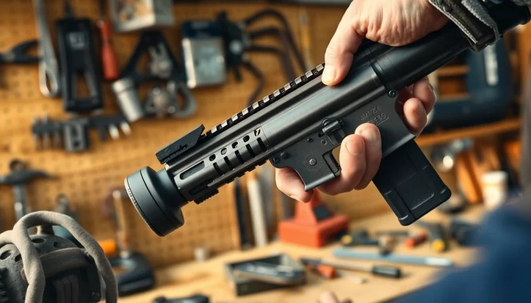 Showcasing the ar15 super safety trigger installation process with precision and care in a workshop setting.