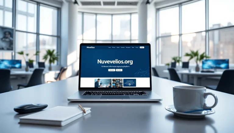 Nuvelios.org의 시간을 절약해주는 혁신적인 정보 플랫폼을 보여주는 사무실 공간