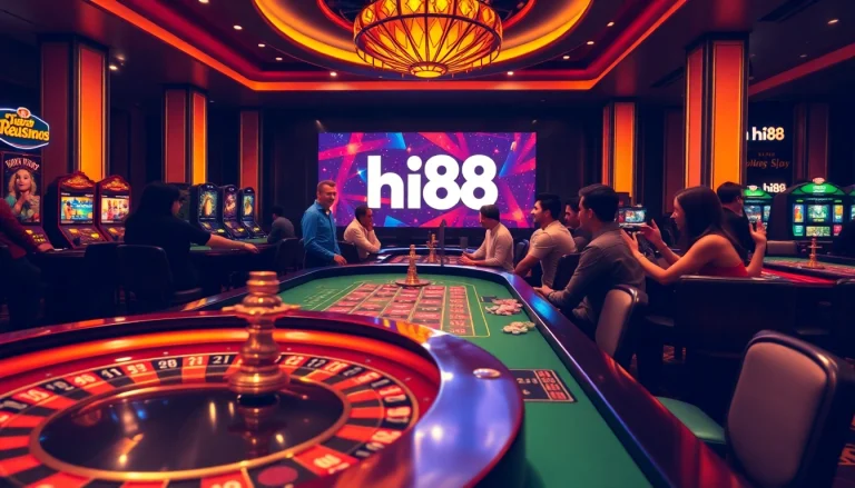 Exciting gameplay at Hi88 casino featuring roulette and poker elements.