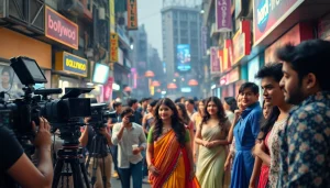 Engaging Bollywood film set image for https://theopinionatedindian.com showcasing vibrant actors and crew.