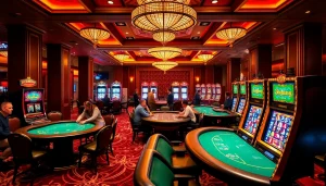 3king players strategizing at vibrant casino tables for a thrilling gaming experience.