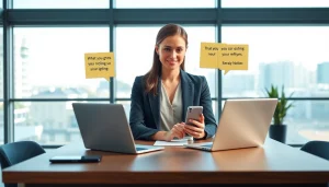 Illustration of What is a CRM for WhatsApp in a modern office setting, highlighting productivity and technology integration.