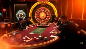 Engage in high-stakes poker with vibrant chips and cards at https://top10nhacai.gg/ casino.