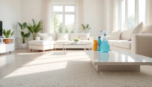 Enhance your space with a professional cleaning service in a bright, organized living room.