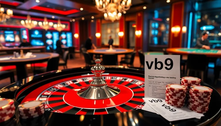 Experience thrilling gameplay with vb9 at a luxurious casino table featuring poker chips and cards.