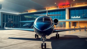 Book exclusive private jet services at https://flymarquis.com with an elegant aircraft in a luxurious airport.