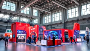 Engage visitors with a stunning trade show booth featuring interactive design elements.
