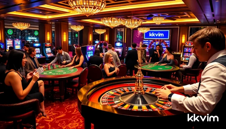 Experience the excitement of Okwin at a luxury casino with vibrant tables and thrilling games.