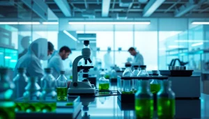 WIN55 research laboratory showcasing scientists analyzing cannabinoid properties and applications.