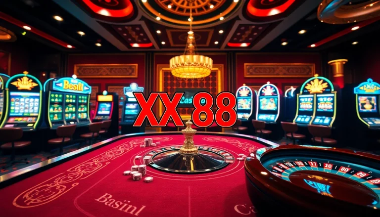 Join the excitement at XX 88 casino with vibrant slot machines and roulette tables.