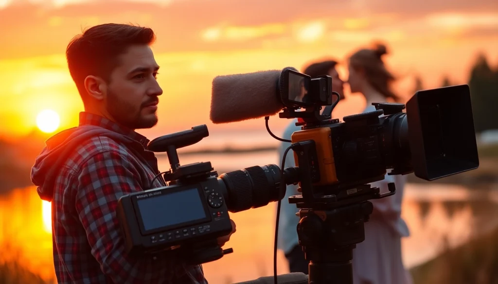 Edmonton videographer capturing a couple during golden hour outdoors.