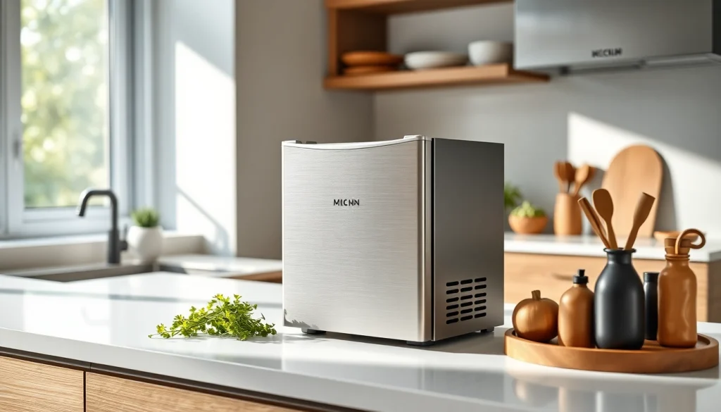 Discover a compact mini freezer in a stylish kitchen with sleek stainless steel design and organized decor.