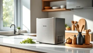 Discover a compact mini freezer in a stylish kitchen with sleek stainless steel design and organized decor.
