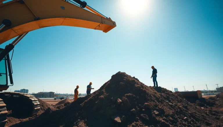 Operators efficiently rent excavators for construction projects, showcasing heavy machinery in action.