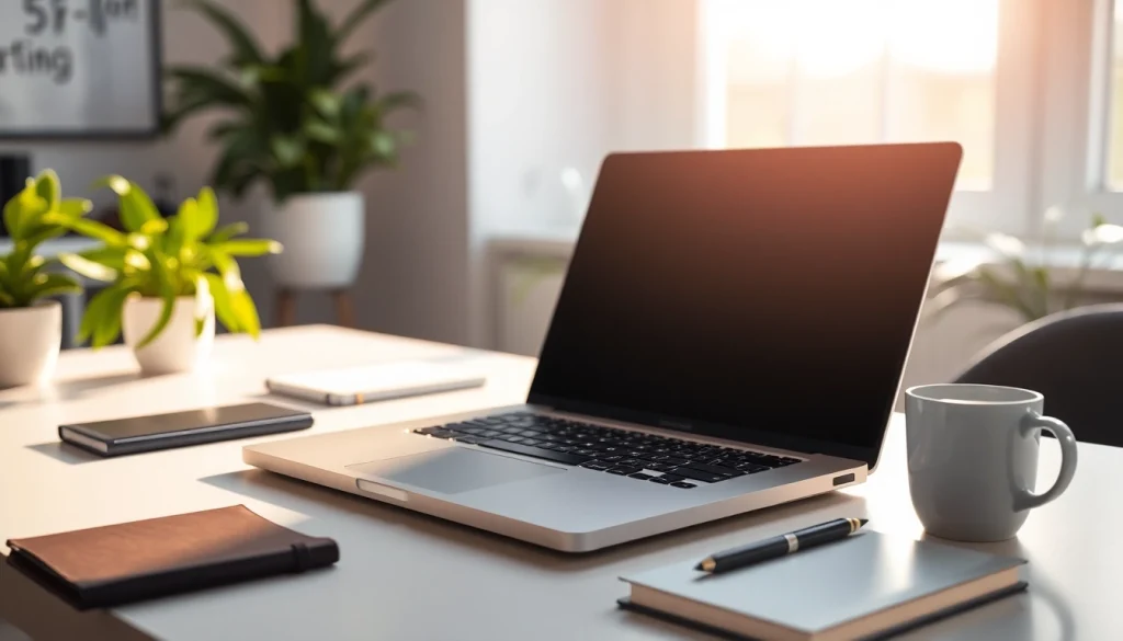 Utilizando el MacBook Air M3 en un elegante escritorio para trabajo creativo.