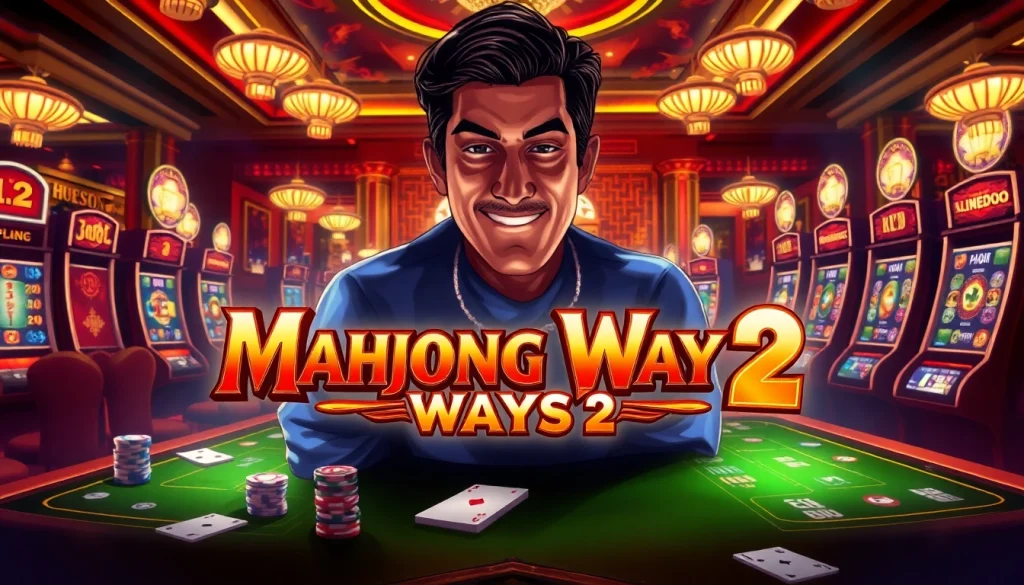 Berinteraksi dengan permainan slot Mahjong Ways 2 di lingkungan kasino mewah dengan gameplay yang dinamis.