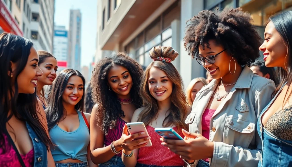 onlyfans models in my area interacting in a vibrant urban setting, showcasing diversity