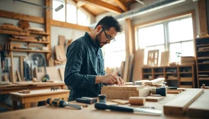 Engaging in carpentry apprenticeship near me, a professional carpenter crafts furniture with precision.