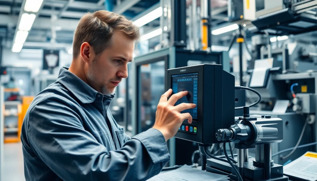 Technician operating das 140 equipment in a modern laboratory setting, showcasing engagement and expertise.