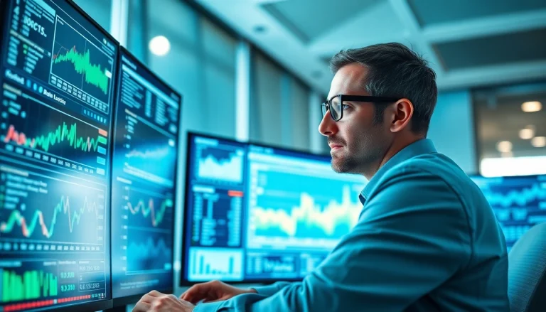 Illustration of Machine Learning for Loan Underwriting in a modern office setting with data analytics.