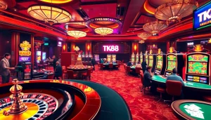 Experience the excitement of TK88 casino gaming with vibrant roulette and poker tables.