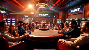 Experience the excitement of F8BET at a luxurious poker table with vibrant gameplay.