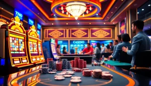 Experience thrilling gameplay at idn slot 777 with vibrant slot machines and poker tables.