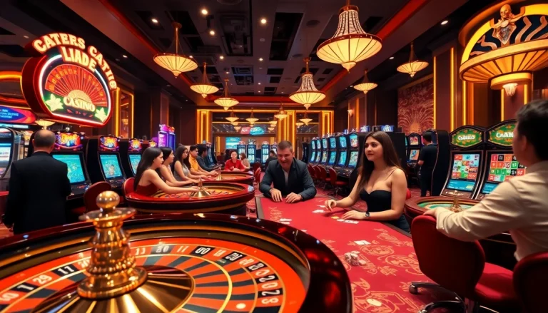 Engaged players enjoying gaming at nhà cái nova88's vibrant casino floor.