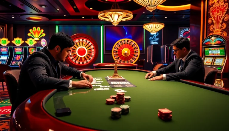 Exciting poker game at Haywin casino, showcasing vibrant tables and professional players.
