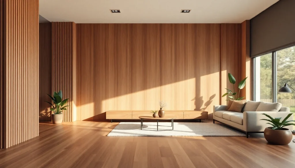 Enhance your living space with fluted wood panels that offer elegance and texture.