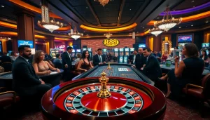 Experience thrilling gameplay at RR88 with exciting casino scenes and vibrant atmosphere.